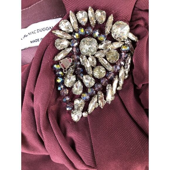 Ieena for Mac Duggal Embellished Dress Long Sleeve Jersey Gown Mauve NWT 10 - Picture 8 of 13